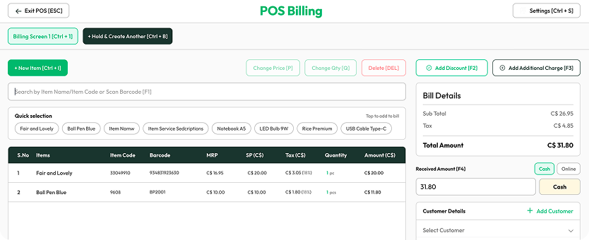 POS Billing at Counter Speed